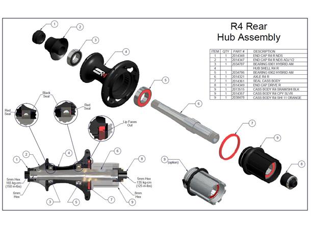 Easton R4 Venstre Adapter Endekopp, R4 Baknav Venstre side 